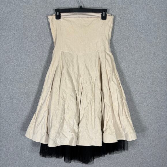 Banana Republic Dress 4P Cream Velvet Suede‎ Neutral Tulle Party Witchy Whimsy - Picture 10 of 13